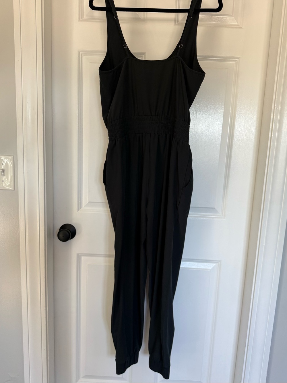 Abercrombie & Fitch Black Traveler Sleeveless Smocked-Waist Jumpsuit - Picture 5 of 12